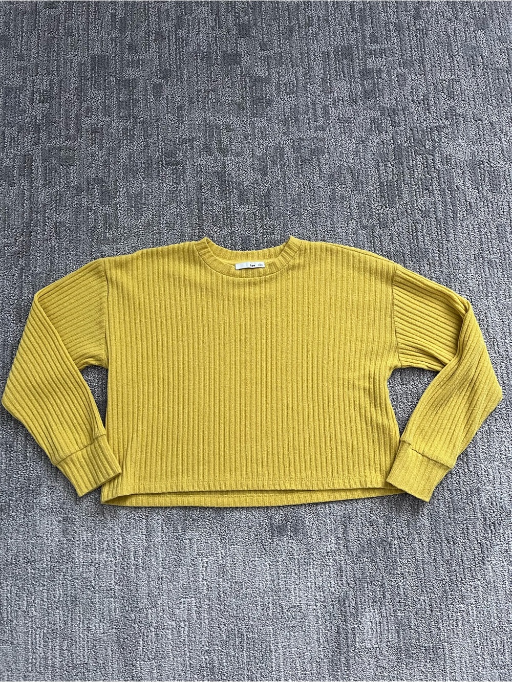 Wilfred Free Rudko Mustard Ribbed Knit Cropped Long Sleeve